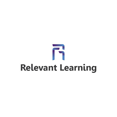 Logo Relevant Learning blue branding education graphic design l learning logo moderen r relevant simpel unik