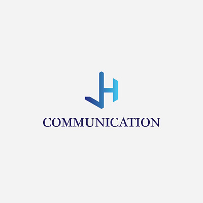 Logo J & H Communication Redesign blue branding communication design graphic design j h logo logos redesign white