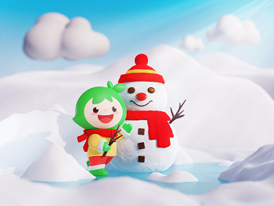 snowman 3d blender snow snowman