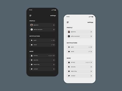 Settings Page | Daily UI 007 app daily ui 007 daily ui challenge dailyui007 dailyuichallenge design mobile ui ui design ux ux design