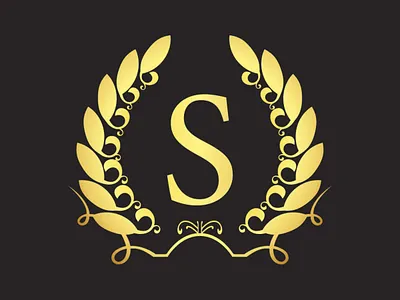 Luxury S Logo Template with Luxurious Golden monogram crest. art calligraphic crown decorative floral hotel letter minimal modern ornate s signs