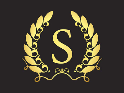 Luxury S Logo Template with Luxurious Golden monogram crest. art calligraphic crown decorative floral hotel letter minimal modern ornate s signs