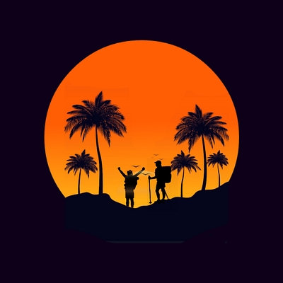 Sunset silhouette vektor art design art background design icon illustration silhouette vector