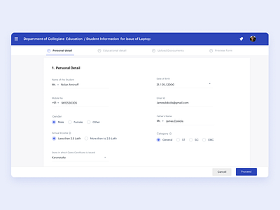 Student Information Form blue clean design form information form minimal student information ui ux web webform