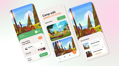 Camp app branding design graphic design illustration logo typography ui ux vector