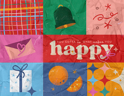 You gotta do what makes you happy. design flat gifts graphic design greeting card holiday holidays illustration orange vector