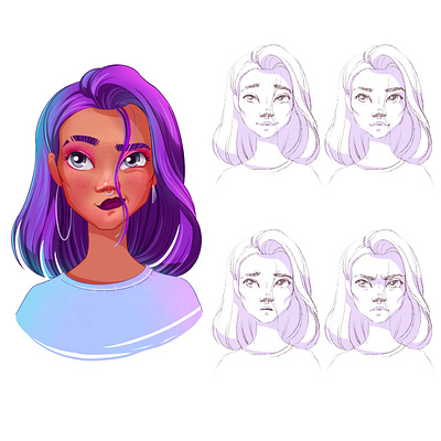 Girl emotions character character development graphic design illustration photoshop procreate