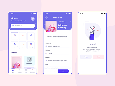 On demand services app app design application booking app branding cleamn ui cleaning app flat design handyman app house service app illustration mobile app mobile app design on demand service app ondemand ondemand app service app typography ui design ui design inspiration uiux design