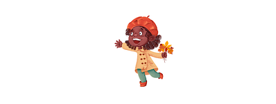 Chasing a leaf africa african american autumn character design children girl happy kids play