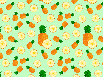 Pineapple Pattern 2 design resources fruit fruit illustration mint orange pattern design pineapple pineapple illustration seamless pattern