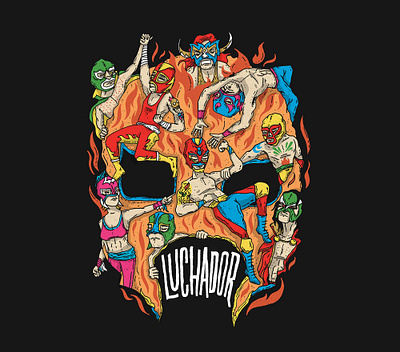 Luchador Illustration illustration lucha libre luchador mexican wrestling wrestler wrestling
