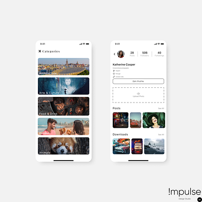 Unsplash App Redesign - Categories & Profile (4 of 4) android app design graphic design ios photoapp redesign ui uidesign uidesigner uiinspiration unsplash userexperience userexperiencedesign userinterface userinterfacedesign ux uxdesign uxdesigner uxinspiration