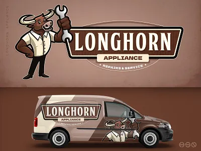 LONGHORN APPLIANCE Vintage Logo Design appliance bold branding design esports gaming logo illustration logo mascot plumbing retro sportslogo vintage