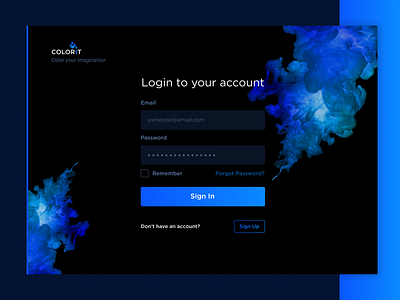 ColorIT - User login form for paint ecommerce store black login form minimal simple typography ui ui design visual design