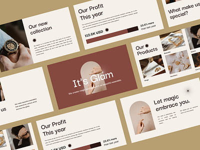 Glam - Fashion Brand Presentation - Pitch Deck branding card clean dashboard design pitch deck presentation ui