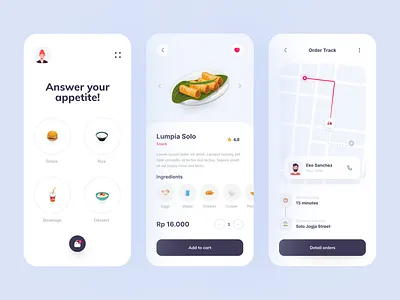 Makano - Food Delivery App clean ui delivery delivery app food food app food delivery food design food illustration food order illustration mobile mobile app restaurant tracking map ui ui design uiux
