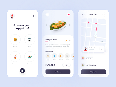 Makano - Food Delivery App clean ui delivery delivery app food food app food delivery food design food illustration food order illustration mobile mobile app restaurant tracking map ui ui design uiux