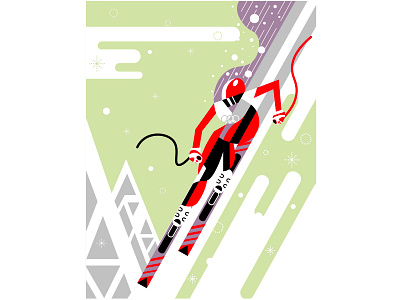 Beijing Olympics 2022 Downhill Skiing abstract contemporary design editorial illustration illustrator logo olympics skiing sports vector