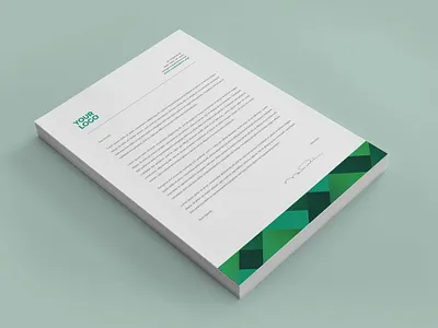 Professional Green Business Stationery brand stationery branding business clean cool creative green indesign letterhead minimal mockup modern pattern presentation print print template printing professional simple stationery
