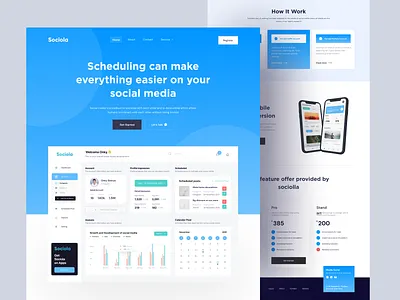 Sociola - Management Social Media Landing page hero landing page management schedule apps social media web design website