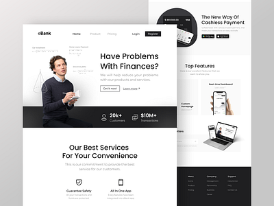 eBank - Landing Page Exploration bank banking digital bank finance financial fintech homepage investment landing page ui ux website website design