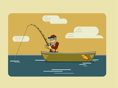 Boat Bob adventure boat boating canoe canoeing cartoon design fish fishing fly fishing graphic design illustration minimalist montana nature outdoors recreation video game wildlife