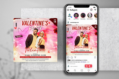 Valentine’s Party 2022 Instagram PSD Templates 2022 banner instagram psd psd flyer template valentine valentines 2022 flyer valentines day