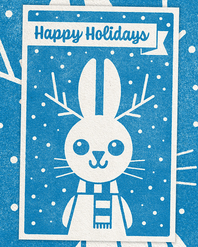 Holiday Jackalope christmas design distressed holiday holiday card illustration jackalope snow vector