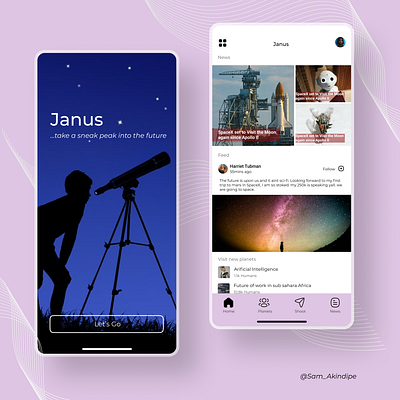 Janus- A futuristic Social Media App. app design product ui ux