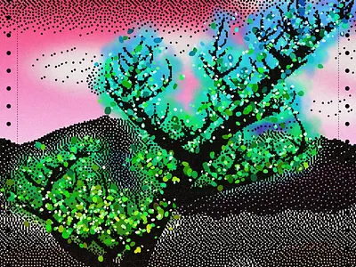 Dithered Branches - Generative Art generative javascript landscape printer retro tree
