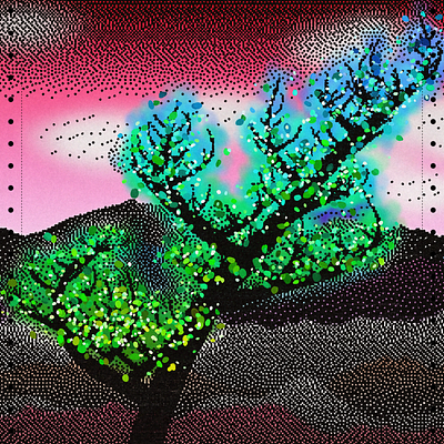 Dithered Branches - Generative Art generative javascript landscape printer retro tree