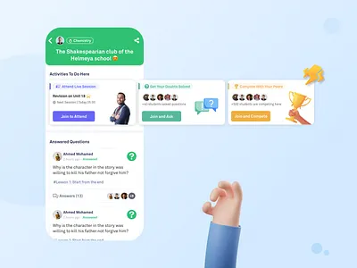 Teacher's Study Group for Students - Social Learning Platform activities app competition edtech education group learning lms mobile mobile ui questions session social learning student study teacher ui ux