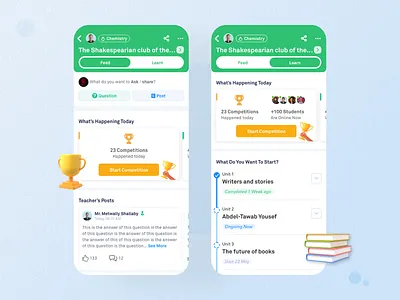 Learn and socialize - Social learning platform - Study group app course curriculum education feed group learn learning lms mobile mobile ui profile progress question student subject teacher ui ux