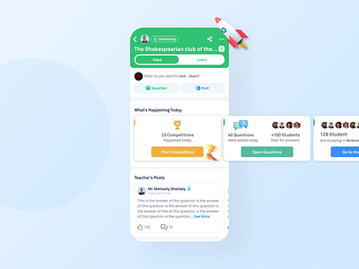 Learn and socialize - Social learning platform - Study group activities app competitions learning mobile mobile ui questions student teacher ui ux