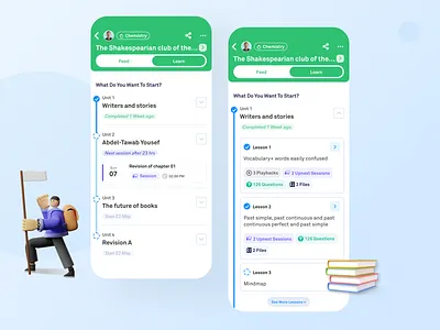 Curriculum - Study group - Social learning platform app chapter curriculum education learn learning lesson mobile mobile ui progress student subject teacher topic ui unit ux