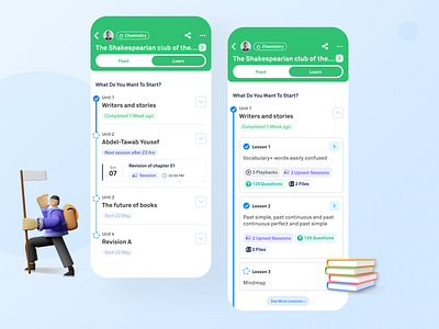 Curriculum - Study group - Social learning platform app chapter curriculum education learn learning lesson mobile mobile ui progress student subject teacher topic ui unit ux