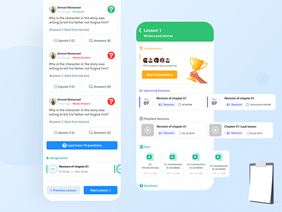 Lesson and Chapter - Study Group app chapter content education file learning lesson lms mobile mobile ui playback questions session student teacher ui ux