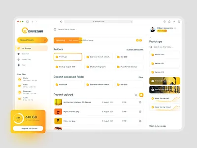 Cloud Storage Files Management cloud storage cms dashboard drive file management management storage ui design upload web design website