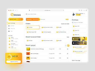 Cloud Storage Files Management cloud storage cms dashboard drive file management management storage ui design upload web design website