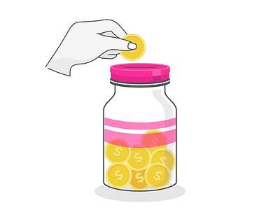 Saving Money Animation animate charity coin design donate donation finance financial flat design hand icon illustration jar money save saving ui vector