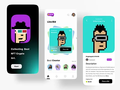 NFT Marketplace - App app app design apps bitcoin coin crypto cryptocurrency dark etheureum ios marketcap nft app nft marketplace app nfts product design trading ui ux wallet web