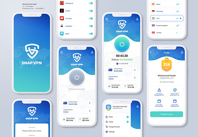 Snap VPN dashboard interface ios app mobile app mobile design payment proxy security server snap vpn statistics traffic ui design upload ux design vpn vpn app vpn mobile vpn proxy widgets