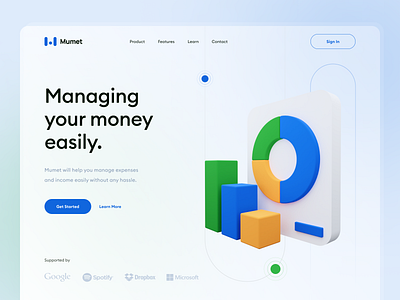 Mumet Financial Management - Landing Page 3d 3d chart 3d design 3d illustration clean design graphic design illustration ui ui design ui ux ux ux design