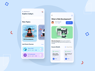 Learning App app course app design education elearning knowledge learning lesson mobile app mobile application online courses student study app ui user experience user interface ux