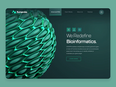 Flumen Bioscience — Web UI/UX Interaction 4 3d ai animation biology biotech cancer chemistry crispr dna drug green health medical pharma protein science technology ui ux web design