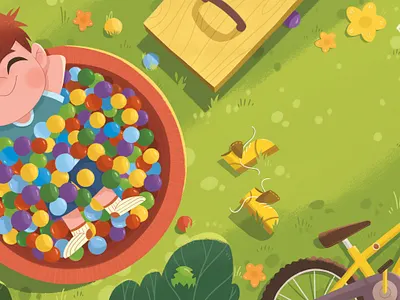 Alone at the playground character design childrens book color happy illustration kid nature outdoors photoshop playground procreate texture