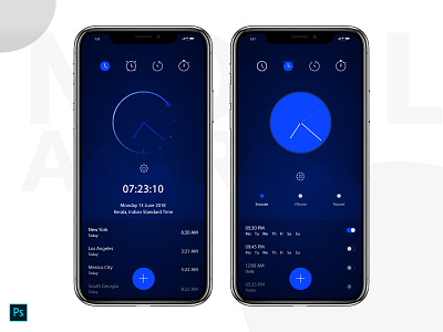 Clock App Design - Dark alarm app app design branding clock design gradient illustration ios logo time timer ui vector watch