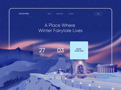 Dolo - Web Design with Winter Illustration animation christmas colors holidays illustration motion new year snow snow animation ui web web design winter winter illustration