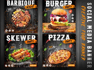 Barbecue and fast food Social Media Post or Banner design ad adobe photoshop advertising banner banner design barbecue colorful creative design fast food food banner food post design graphic graphic design instagram promotional banner social social media social media post template