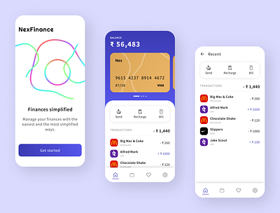 NexFinance App Concept app branding design expense expense tracker finance illustration logo minimal mobile mobile wallet payment typography ui ux vector wallet